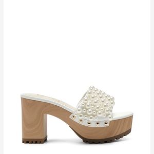 Telina Platform Heel in White Pearl